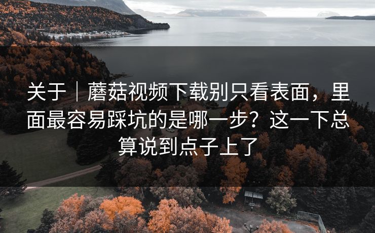 关于｜蘑菇视频下载别只看表面，里面最容易踩坑的是哪一步？这一下总算说到点子上了