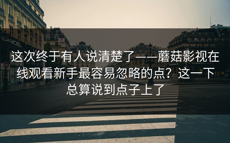 这次终于有人说清楚了——蘑菇影视在线观看新手最容易忽略的点？这一下总算说到点子上了