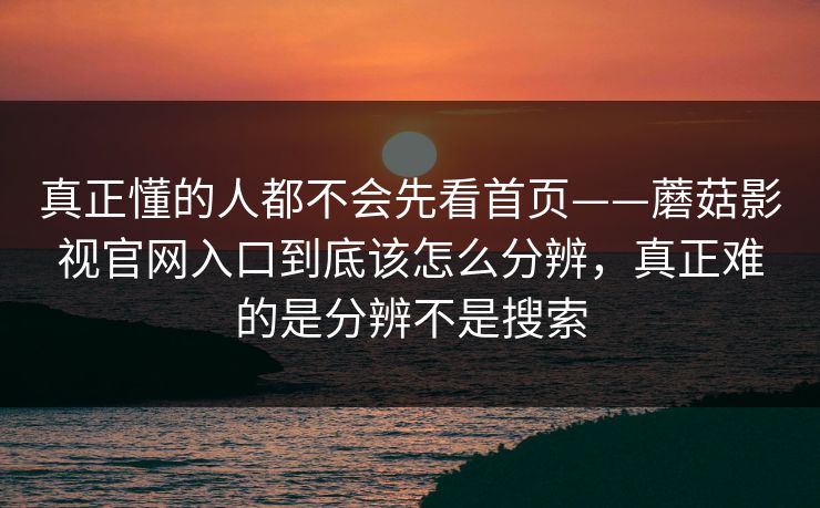 真正懂的人都不会先看首页——蘑菇影视官网入口到底该怎么分辨，真正难的是分辨不是搜索