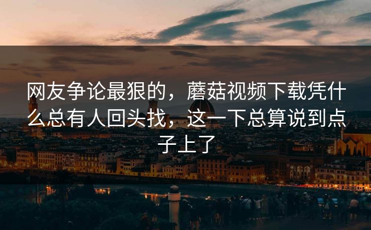 网友争论最狠的，蘑菇视频下载凭什么总有人回头找，这一下总算说到点子上了