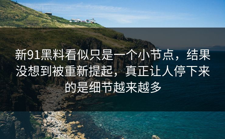 新91黑料看似只是一个小节点，结果没想到被重新提起，真正让人停下来的是细节越来越多