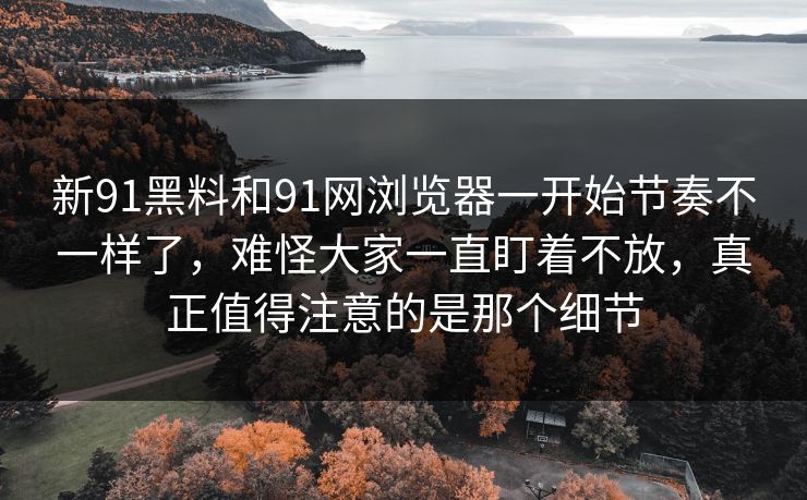 新91黑料和91网浏览器一开始节奏不一样了,难怪大家一直盯着不放,真正值得注意的是那个细节 新91黑料和91网浏览器一开始节奏不一样了,难怪大家一直盯着不放,真正值得注意的是那个细节
