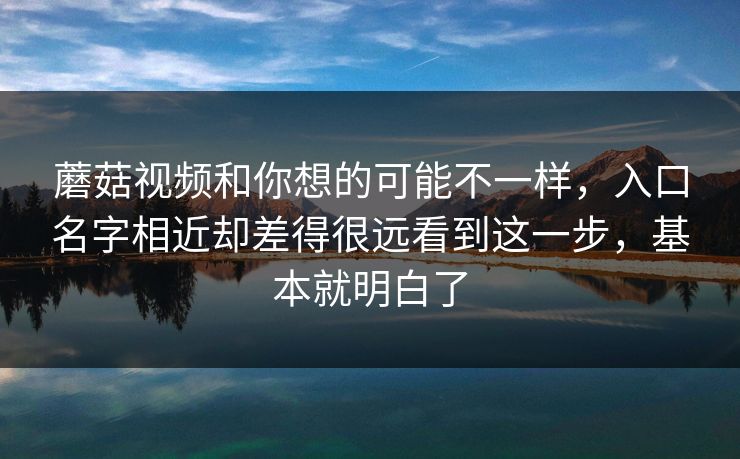 蘑菇视频和你想的可能不一样，入口名字相近却差得很远看到这一步，基本就明白了