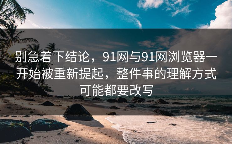 别急着下结论，91网与91网浏览器一开始被重新提起，整件事的理解方式可能都要改写